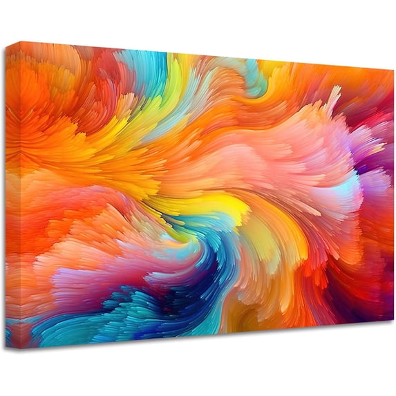 ZHONGYUTONG Abstract Wall Decor Red Yellow Blue Painting Prints Abstract Colorful Color Texture Canvas Picture Modern Home Decor Artwork Framed (12.00" x 18.00")