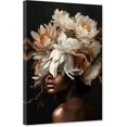 thumbnail image 1 of ZHONGYUTONG African American Canvas Black Woman Wall Art Flower Head Pictures Abstract Black Girl Painting for Bedroom Decor Framed (12.00" x 18.00"), 1 of 5