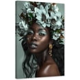 thumbnail image 1 of ZHONGYUTONG African American Canvas Wall Art Black Woman Flower Head Pictures Abstract Black Girl Painting for Living Room Decor Framed (16.00" x 24.00"), 1 of 5