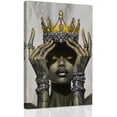 thumbnail image 1 of ZHONGYUTONG African American Canvas Wall Art Yellow Queen Picture Black Women Painting Wall Decor Afro Girl Fashion Art Prints Bedroom Home Decor Framed (16.00" x 24.00"), 1 of 5