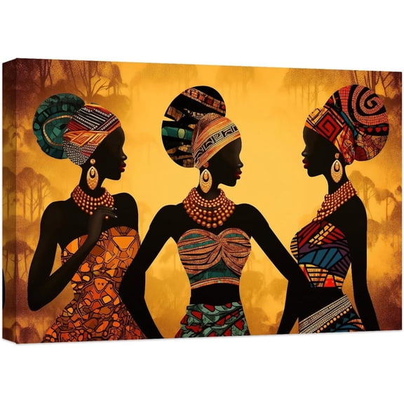 ZHONGYUTONG African American Woman Wall Art Black Art Wall Decor African Tribal Painting Africa Ethnic Picture African Girl Women Canvas Print Artwork Framed (12.00" x 18.00")