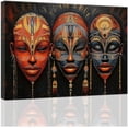 thumbnail image 1 of ZHONGYUTONG African Masks Wall Art Vintage Tribal Painting Black Art Prints African Traditional Culture Canvas Afro Ethnic Pictures African American Wall Decor Framed (12.00" x 18.00"), 1 of 4