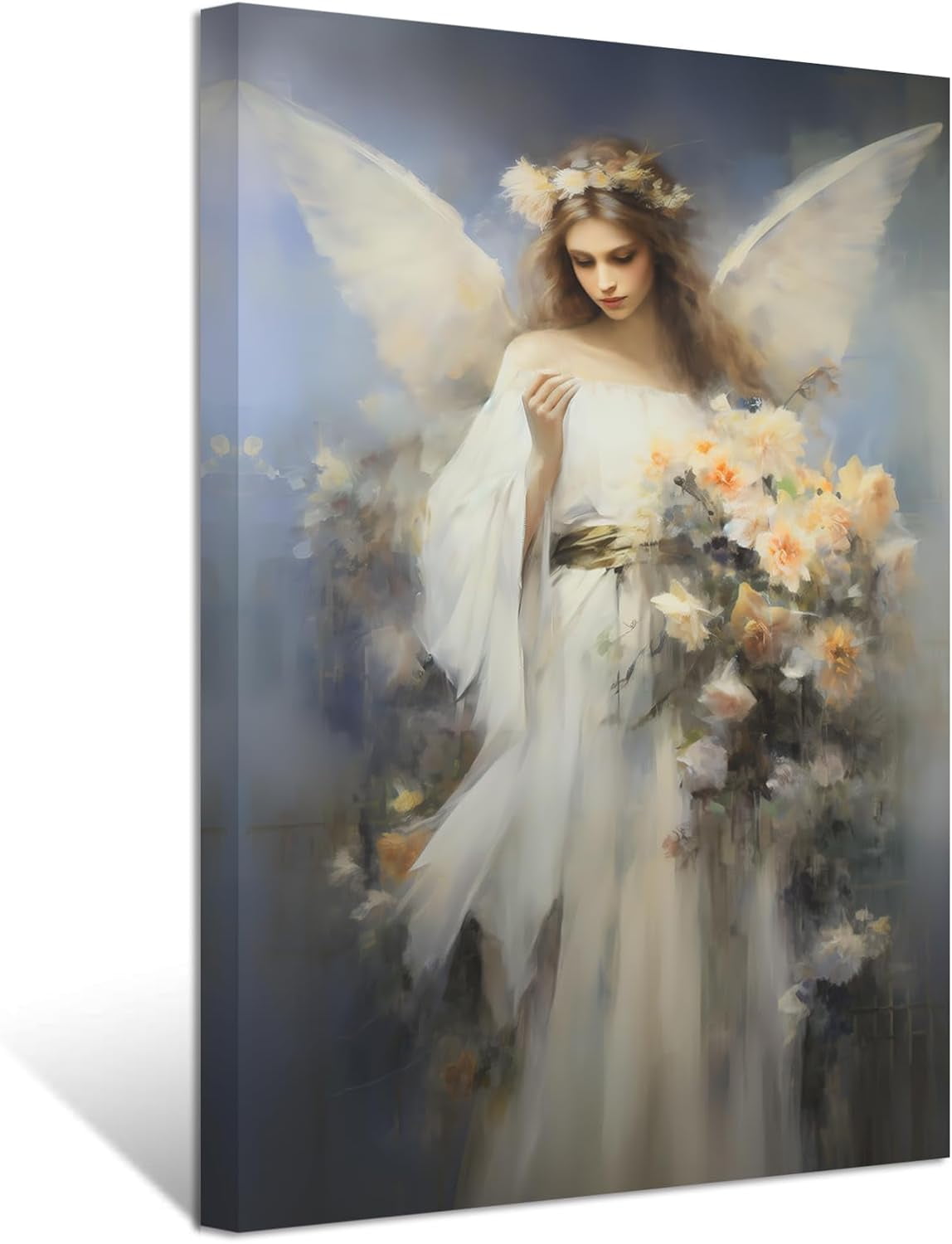 ZHONGYUTONG Angel Canvas Wall Art Angel Wing Painting Prints Elegant Girls Picture Abstract Vintage Artwork for Living Room Home Decor Framed (20.00" x 30.00")