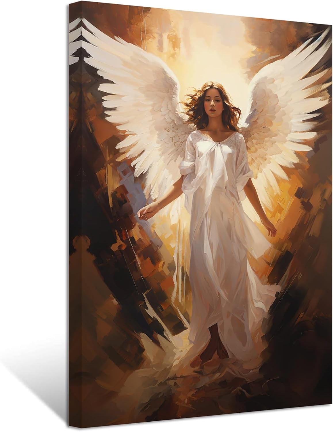 ZHONGYUTONG Angel Canvas Wall Art Angel Wing Painting Prints Elegant Girls Picture Abstract Vintage Artwork for Living Room Home Decor Framed (24.00" x 36.00")