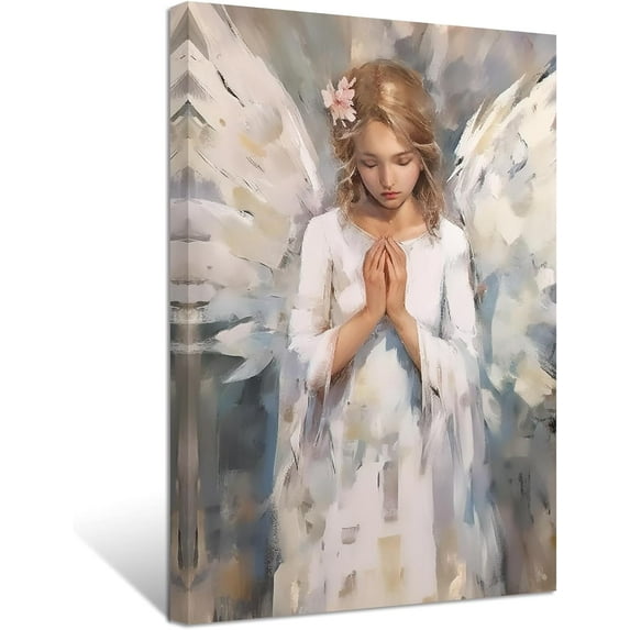 ZHONGYUTONG Angel Canvas Wall Art Angel Wing Painting Prints Elegant Girls Picture Abstract Vintage Artwork for Living Room Home Decor Framed (28.00" x 42.00")