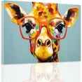 thumbnail image 1 of ZHONGYUTONG Animals with Glasses Wall Art Abstract Giraffe Picture Colorful Giraffe Canvas Painting Funny Giraffes Poster Nursery Children's Room Decor (12.00" x 18.00"), 1 of 6