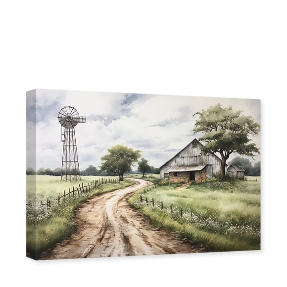 ZHONGYUTONG Barn Canvas Picture Farmhouse Wall Art Country Barn Painting Windmill Prints (20"x30")