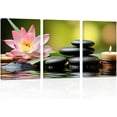 thumbnail image 1 of ZHONGYUTONG Bathroom Wall Art 3 Pieces Zen Stones Pink Lotus on Water Canvas Prints Spiritual Relaxing Picture for Office Yoga Spa Meditation Room Framed (16.00" x 24.00" x 3PCS), 1 of 6