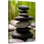 ZHONGYUTONG Bathroom Zen Canvas Wall Art Zen Stones Picture Print Meditation Spiritual Painting Pebble Artwork for Yoga Decor Framed 12.00" x 18.00"