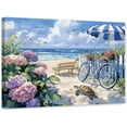 thumbnail image 1 of ZHONGYUTONG Beach Canvas Wall Art for Bathroom Seaside Bicycle Pictures Seascape Scene Painting Ocean Artwork for Coastal Themed Decor Framed (28.00" x 42.00"), 1 of 5