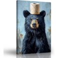 thumbnail image 1 of ZHONGYUTONG Bear Bathroom Wall Art Animal with Paper Canvas Painting Funny Wilderness Bear Prints for Bathroom Decor Waterproof Restroom Decorations for Cabin Home Framed (12.00" x 18.00"), 1 of 5