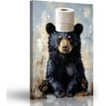 thumbnail image 1 of ZHONGYUTONG Bear Bathroom Wall Art Animal with Paper Canvas Painting Funny Wilderness Bear Prints for Bathroom Decor Waterproof Restroom Decorations for Cabin Home Framed (12.00" x 18.00"), 1 of 5