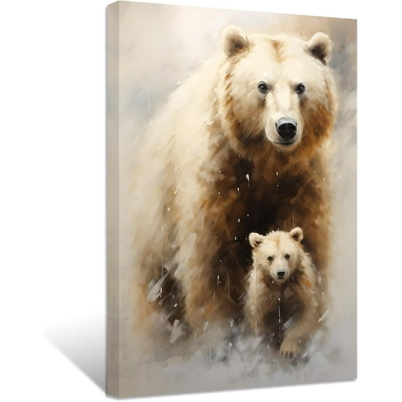 ZHONGYUTONG Bear Canvas Wall Art Cute Baby Bear Picture Prints Forest Animal Portraits Paintings Vintage Artwork for Kids Room Nursery Framed (24.00" x 36.00")