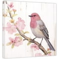 thumbnail image 1 of ZHONGYUTONG Bird Canvas Wall Art Birds on Tree Branch with Blooming Pink Flowers Painting Prints Elegant Pictures Home Decor for Bedroom Bathroom (24.00" x 24.00"), 1 of 6
