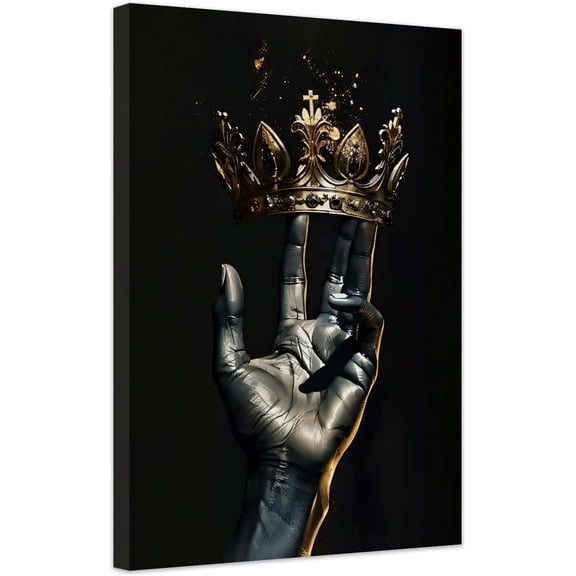 ZHONGYUTONG Black African Wall Art Gold Crown Wall Decor King Picture African American Canvas Prints Artwork for Home Room Office Decoration Framed (20.00" x 30.00")