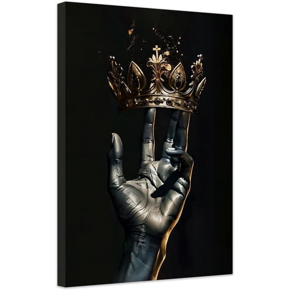 ZHONGYUTONG Black African Wall Art Gold Crown Wall Decor King Picture African American Canvas Prints Artwork for Home Room Office Decoration Framed (28.00" x 42.00")