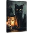 thumbnail image 1 of ZHONGYUTONG Black Cat Canvas Wall Art Black Cat Picture Skeleton Skull Print Halloween Painting for Living Room Decor Framed (12.00" x 18.00"), 1 of 5