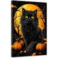 thumbnail image 1 of ZHONGYUTONG Black Cat Canvas Wall Art Black Cat Pumpkin Picture Skeleton Skull Print Halloween Painting for Living Room Decor Framed (12.00" x 18.00"), 1 of 5