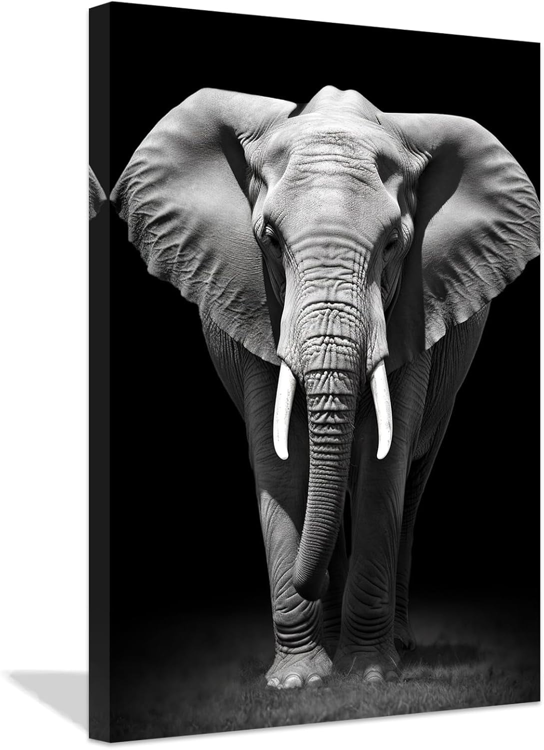 ZHONGYUTONG Black and White Elephant Canvas Wall Art African Forest ...