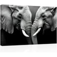 thumbnail image 1 of ZHONGYUTONG Black and White Elephant Canvas Wall Art African Forest Wildlife Pictures Prints Animals Paintings Office Wall Decor Framed (12.00" x 18.00"), 1 of 6