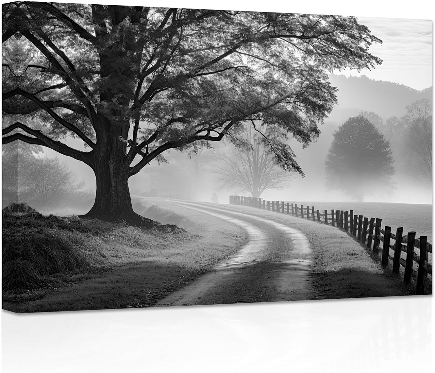 ZHONGYUTONG Black and White Wall Art Forest Big Tree Painting Nature