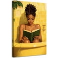 thumbnail image 1 of ZHONGYUTONG Black Women Bathroom Canvas Wall Art African American Bathroom Picture Prints Black Girl Reading Poster Minimalist Paintings Wall Decor for Toilet Restroom (28.00" x 42.00"), 1 of 5