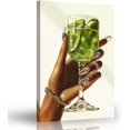 thumbnail image 1 of ZHONGYUTONG Black Women Wine Wall Art Wine Glass Canvas Prints African Girl Drink Pictures for Kitchen Bar Dining Room Decor Framed (28.00" x 42.00"), 1 of 5