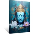 thumbnail image 1 of ZHONGYUTONG Blue Gold Buddha Wall Art Buddha Head & Lotus Flower Paintings Zen Pictures Spa Canvas Prints for Yoga Meditation Spiritual Buddhism Prayer Room (20.00" x 30.00"), 1 of 6