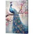 thumbnail image 1 of ZHONGYUTONG Blue Peacock Wall Art Beautiful Animal Canvas Prints Elegant Proud Peacock Picture Living Room Bathroom Bedroom Decor Frame (12" x 18"), 1 of 6