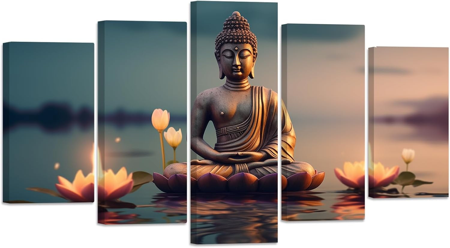 ZHONGYUTONG Buddha Canvas Wall Art 5 Pieces Buddha Statue Painting ...