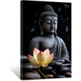 thumbnail image 1 of ZHONGYUTONG Buddha Canvas Wall Art Lotus Flowers Zen Stone Pictures Spa Painting Prints Office Decor for Spiritual Meditation Yoga Room Framed (28.00" x 42.00"), 1 of 6