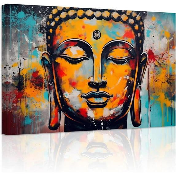 ZHONGYUTONG Buddha Head Wall Art Buddha Statue Paintings Zen Pictures Canvas Prints Spa Artwork for Yoga Meditation Spiritual Buddhism Prayer Room Framed (28.00" x 42.00")