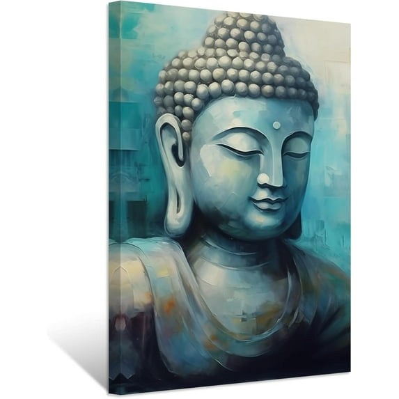 ZHONGYUTONG Buddha Head Wall Art Buddha Statue Paintings Zen Pictures Canvas Prints Spa Artwork for Yoga Meditation Spiritual Buddhism Prayer Room Framed (24.00" x 36.00")
