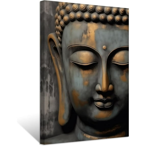 ZHONGYUTONG Buddha Head Wall Art Buddha Statue Paintings Zen Pictures Canvas Prints Spa Artwork for Yoga Meditation Spiritual Buddhism Prayer Room Framed (20.00" x 30.00")