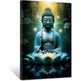 thumbnail image 1 of ZHONGYUTONG Buddha Painting Prints Lotus Flowers Canvas Pictures Zen Artwork Office Decor for Spiritual Meditation Yoga Spa Room Framed (12.00" x 18.00"), 1 of 6