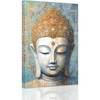 ZHONGYUTONG Buddha Wall Art Blue Zen Spiritual Picture Buddhist Canvas Print Meditation Yoga Room Bedroom Wall Decor Framed (12" x 18")