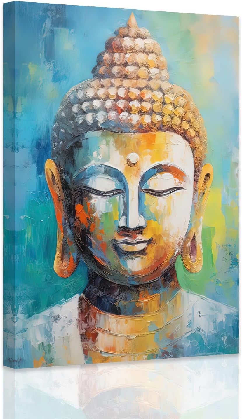 ZHONGYUTONG Buddha Wall Art Blue Zen Spiritual Picture Buddhist Canvas ...