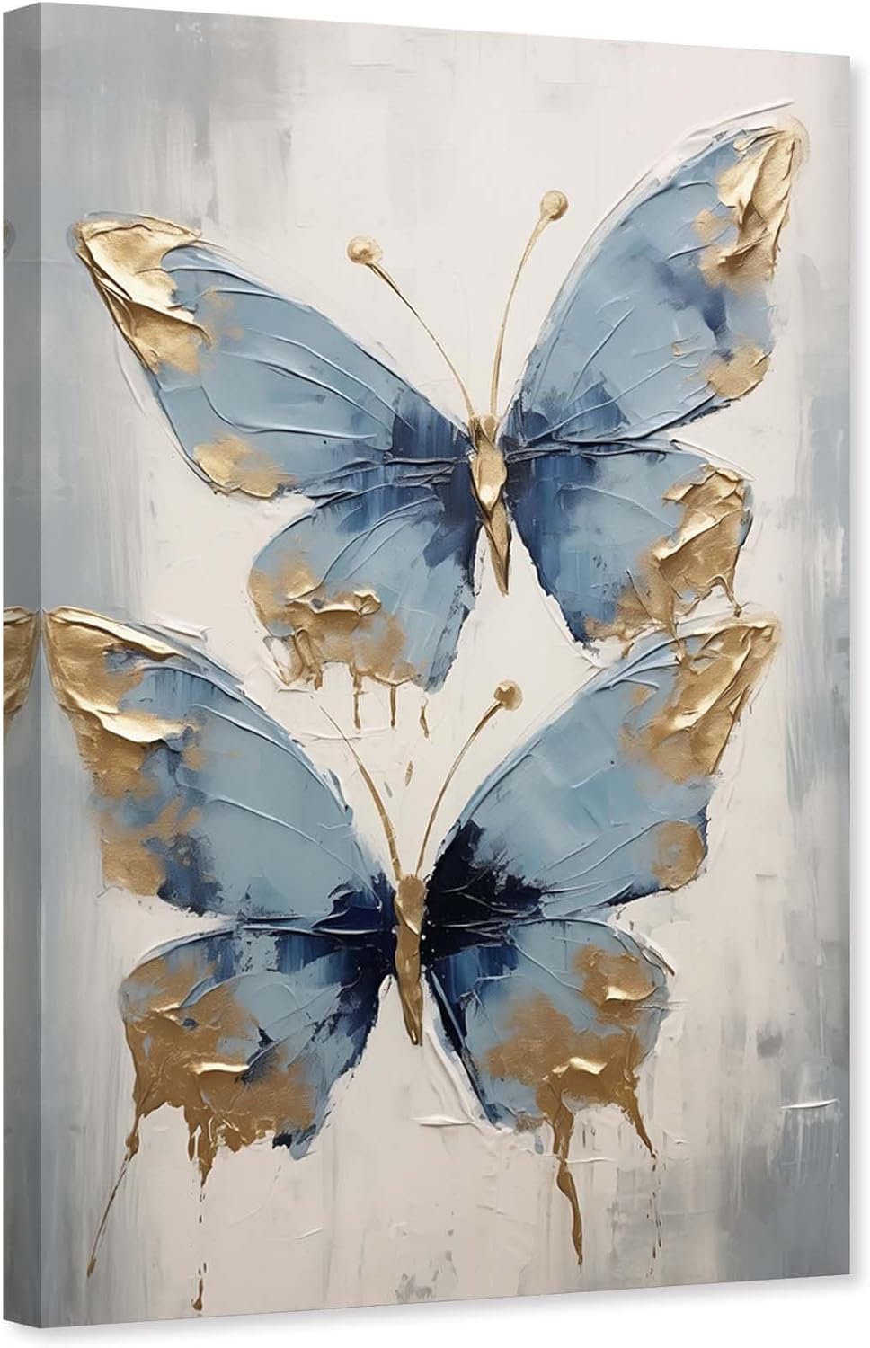 ZHONGYUTONG Butterfly Canvas Wall Art Blue Butterfly Pictures Wall Decor Abstract Painting for Living Room Decor Framed (12.00" x 18.00")