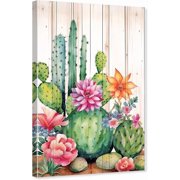 ZHONGYUTONG Cactus Canvas Wall Art Desert Botanical Painting Succulent Spiny Flower Picture Mexican Artwork Home Decor Framed 12.00" x 18.00"