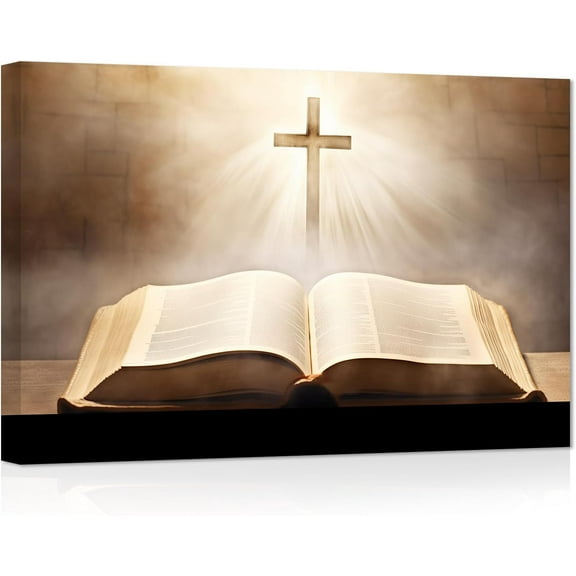 ZHONGYUTONG Christian Canvas Wall Art Bible Cross Pictures Prints Spiritual Poster Artwork Home Decor for Office Prayer Room Framed (12.00" x 18.00")