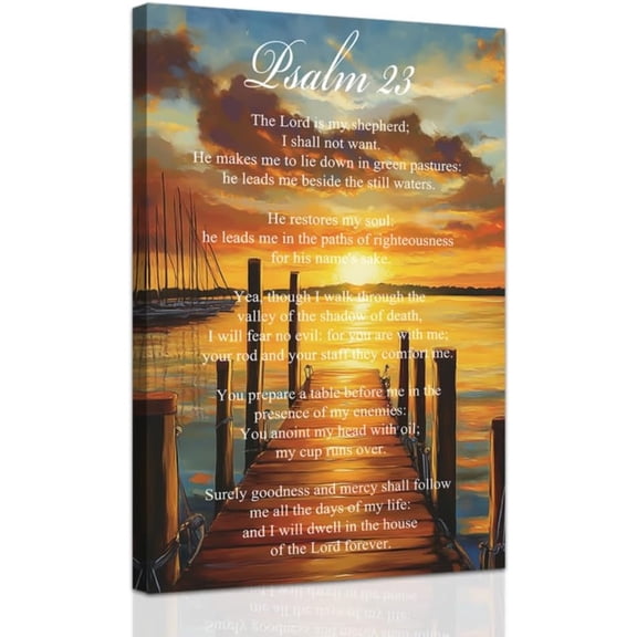 ZHONGYUTONG Christian Canvas Wall Art Psalm 23 Painting Bible Verses Pictures Scripture Wall Decor Inspirational Prints for Home Bedroom Decor Framed (12.00" x 18.00")