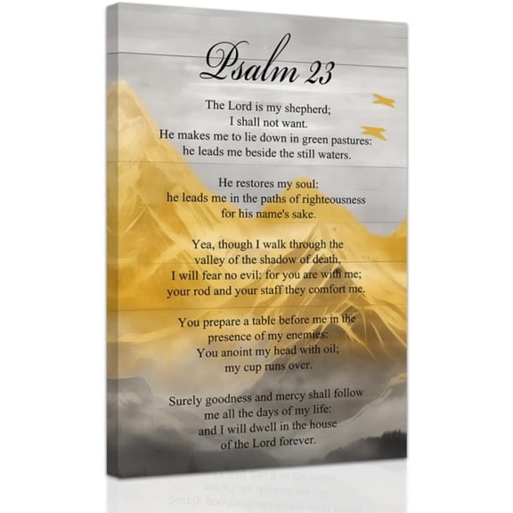 ZHONGYUTONG Christian Wall Art Mountains Canvas Prints Psalm 23 Scripture Pictures Bible Verses Inspirational Artwork for Home Office Decor Framed (12.00" x 18.00")