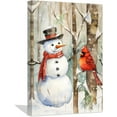 thumbnail image 1 of ZHONGYUTONG Christmas Canvas Wall Art Happy Snowman with Cardinal Painting Prints Winter Scene Picture Country Artwork Christmas Decor Ready to Hang (12.00" x 18.00"), 1 of 6