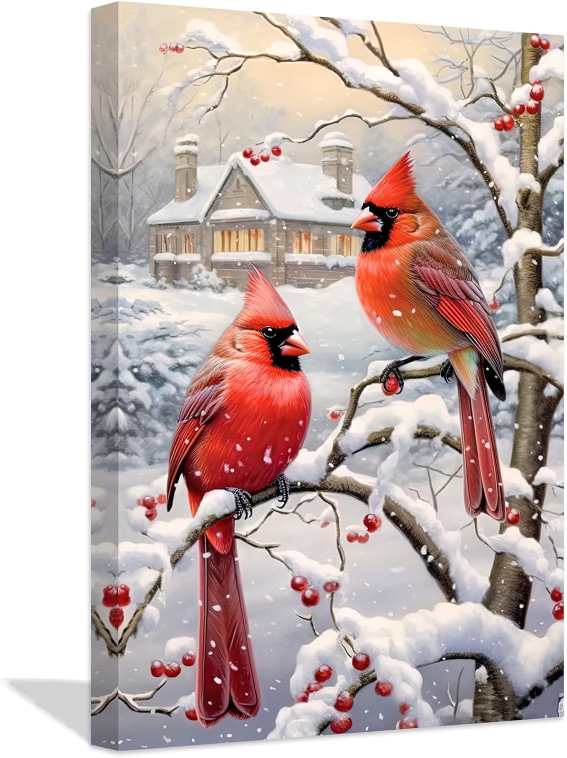 ZHONGYUTONG Christmas Canvas Wall Art Happy Snowman with Cardinal ...