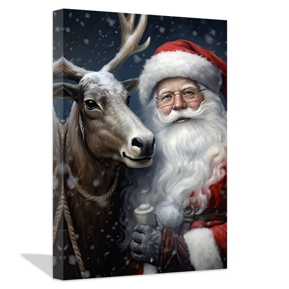 ZHONGYUTONG Christmas Canvas Wall Art Santa Claus Face Picture Prints New Year Poster (16"x24")