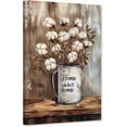 thumbnail image 1 of ZHONGYUTONG Cotton Flower Canvas Wall Art Rustic Vintage Cotton Painting Farmhouse Floral Picture Print for Bedroom Decor Framed (12.00" x 18.00"), 1 of 5