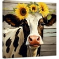thumbnail image 1 of ZHONGYUTONG Cow Canvas Wall Art Cow with Sunflower Flower Picture Cute Animal Paintings Prints Rustic Farmhouse Wall Decor Framed (20.00" x 20.00"), 1 of 6