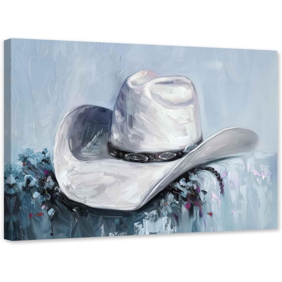 ZHONGYUTONG Cowboy Hat Canvas Wall Art Country Western Pictures Vintage Rustic Cowgirl Painting for Farmhouse Bedroom Decor Framed (20.00" x 30.00")