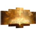 thumbnail image 1 of ZHONGYUTONG Cross Canvas Wall Art 5 Piece Holy Bible and Cross Pictures Christian Religious Painting for Church Prayer Room Decor Framed (12x20inx2pcs 12x30inx2pcs 12x40inx1pcs), 1 of 5