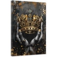 thumbnail image 1 of ZHONGYUTONG Crown Canvas Wall Art King Queen Pictures Golden and Black Painting African American Poster for Bedroom Decor Framed (28.00" x 42.00"), 1 of 5
